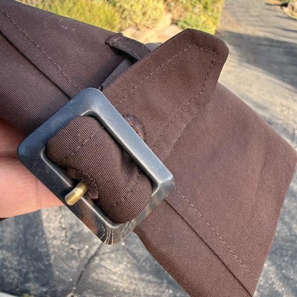 Belted Ralph Lauren Sz L Brown Polished Satiny Corduroy Trim Coat Jacket - Picture 9 of 12